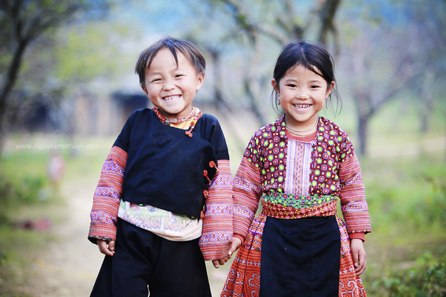 H’mong children in their traditional costume